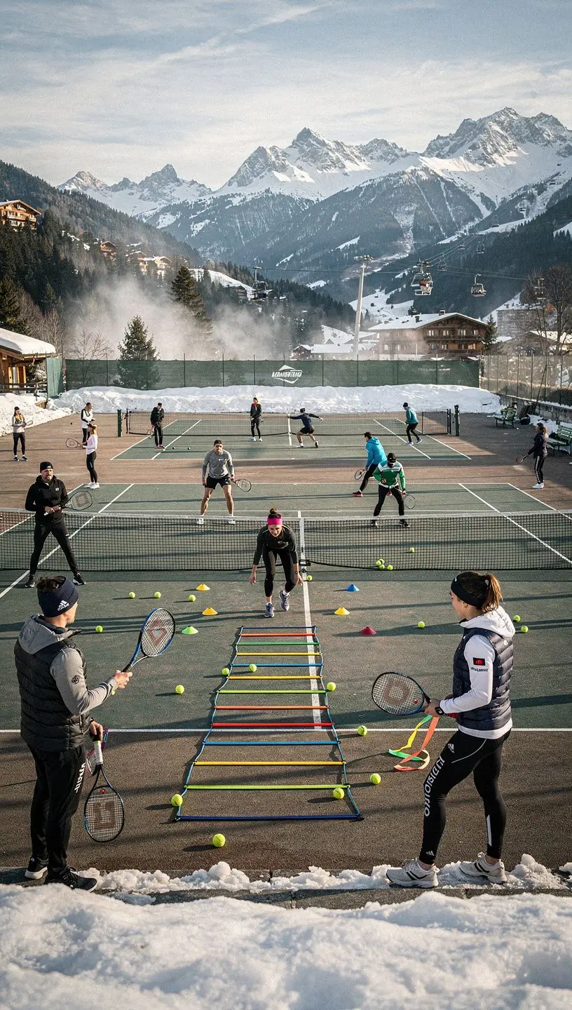 Ein Spieler übt seine Aufschlagtechnik mit einer detaillierten Anleitung.