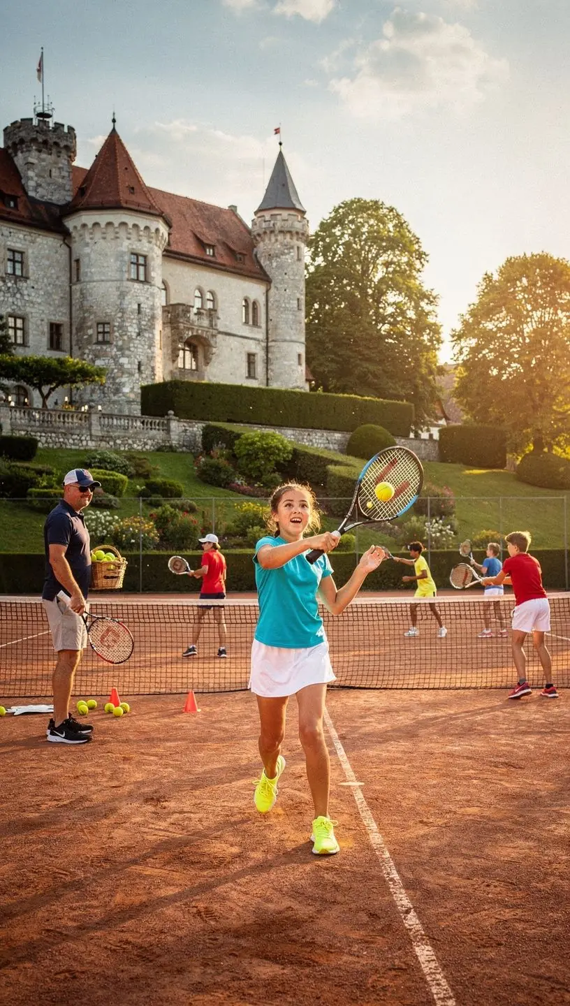 Ein Spieler übt seine Aufschlagtechnik mit einer detaillierten Anleitung.